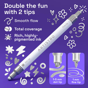 ARTISTRO 36 Silver Dual-Tip Acrylic Paint Marker Pens