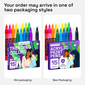 ARTISTRO 15 Acrylic Paint Pens, Art Set Acrylic Paint Markers, Fabric Markers for Textile, Canvas, Rock, Glass, Wood, Paper, Pumpkin, DIY for Kids and Adults