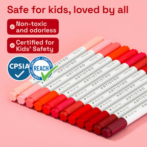 ARTISTRO 12 Red Tones Dual-Tip Acrylic Paint Marker Pens for Drawing