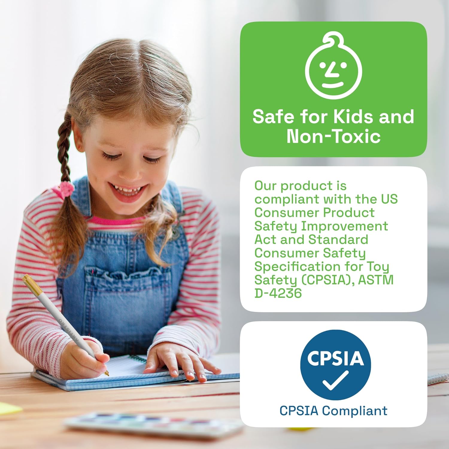 ARTISTRO 5 Gold Acrylic Paint Markers - Paint Pens Dual Tip Brush + Fine Ideal for Calligraphy - Perfect for Fabric, Rock, Glass, Wood, DIY - Art Supplies, Stocking Stuffers, Christmas Gift Idea