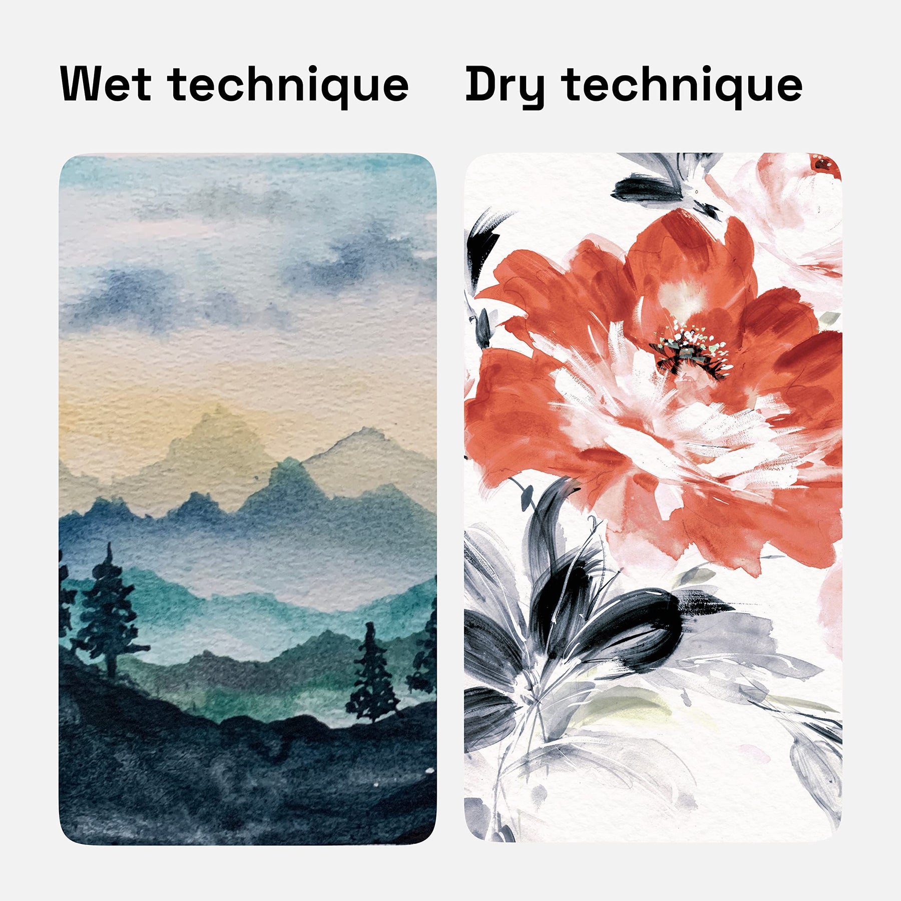 wet technique dry technique with 48 watercolor set