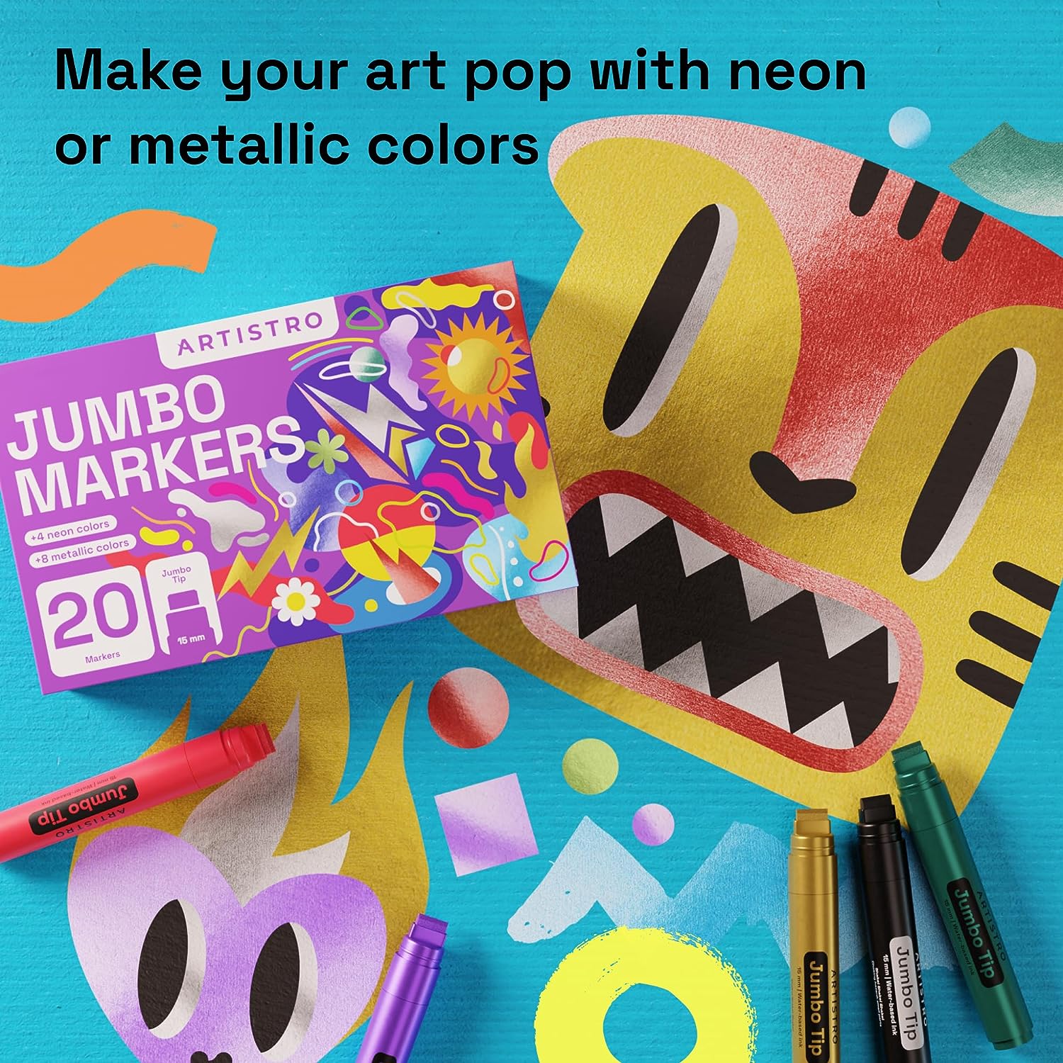 make your art pop with neon or metallic colors