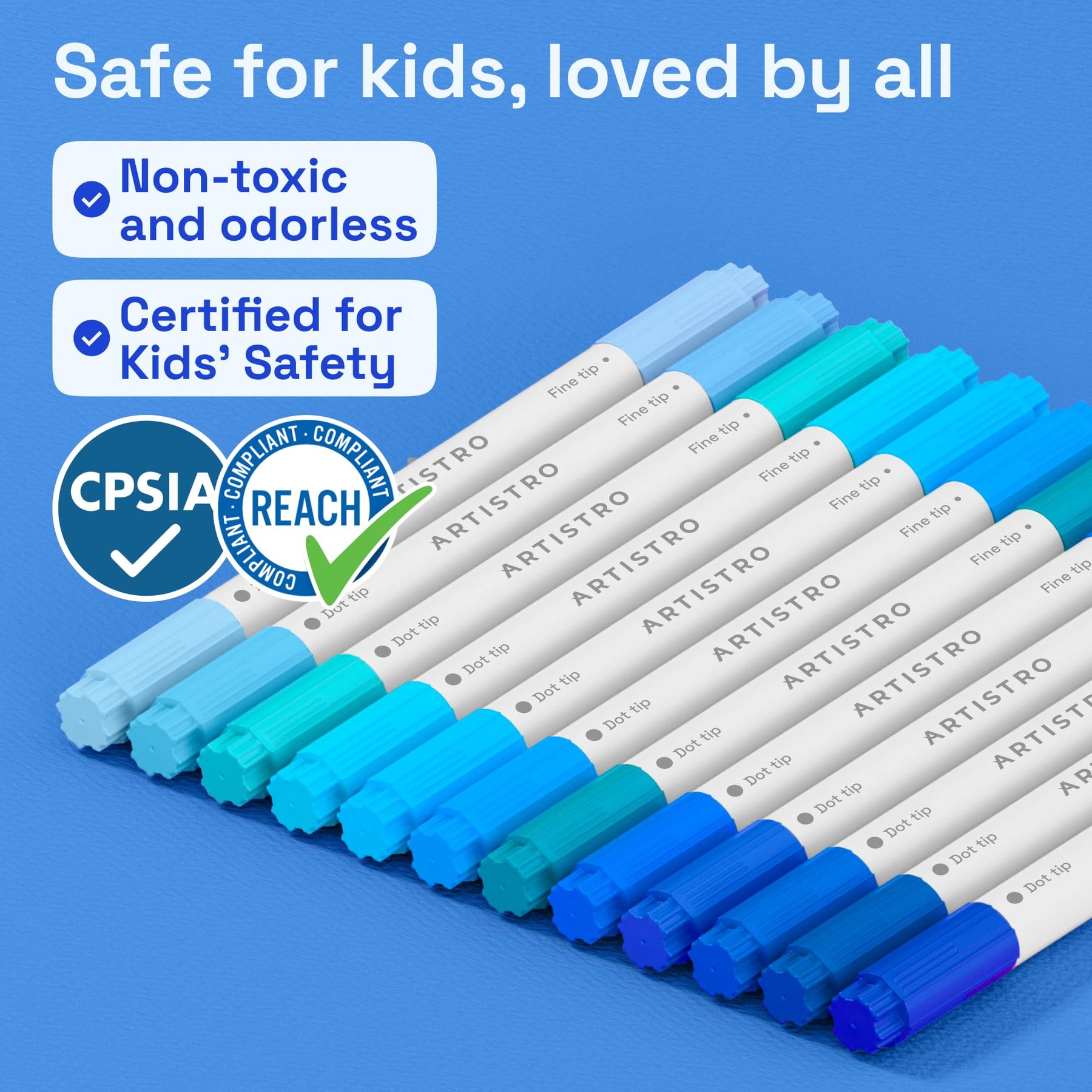 ARTISTRO 12 Blue Tones Dual-Tip Acrylic Paint Marker Pens