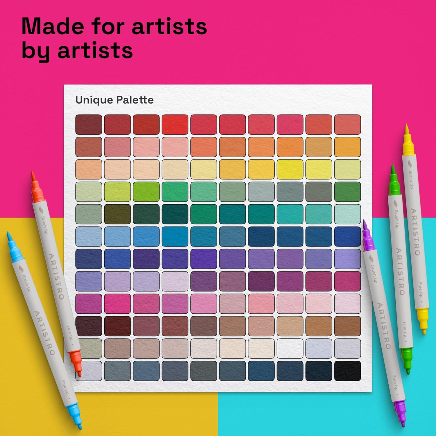 ARTISTRO 120 Acrylic Paint Markers - Paint Pens Dual Tip Brush + Fine Ideal for Calligraphy - Perfect for Fabric, Rock, Glass, Wood, DIY - Art Supplies, Stocking Stuffers, Christmas Gift Idea