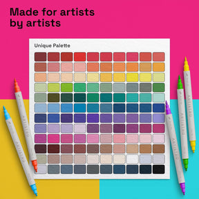 ARTISTRO 120 Acrylic Paint Markers - Paint Pens Dual Tip Brush + Fine Ideal for Calligraphy - Perfect for Fabric, Rock, Glass, Wood, DIY - Art Supplies, Stocking Stuffers, Christmas Gift Idea