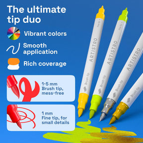 ARTISTRO 36 Acrylic Paint Markers - Paint Pens for Drawing, Brush + Fine Tips - For Fabric, Rock, Glass, Wood, DIY, Eggs - Art and Craft Supplies for Adults, Teens, Kids - Easter Basket Stuffers