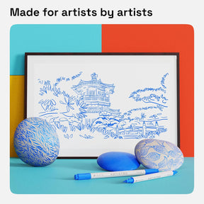 ARTISTRO 2 Blue Acrylic Paint Pens, Acrylic Paint Markers Dual Tip (Brush + Fine 1 mm), Canvas, Rock, Glass, Wood, Paper, DYI, Markers for Kids and Adults