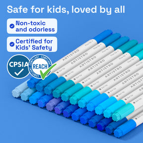 ARTISTRO 24 Blue Tones Dual-Tip Acrylic Paint Marker Pens