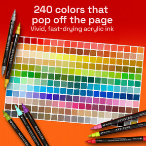 ARTISTRO 240 Acrylic Paint Markers - Paint Pens for Drawing - For Fabric, Rock, Glass, Wood, Molds - Arts & Crafts Gift 