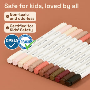 ARTISTRO Skin Tones Dual-Tip Acrylic Paint Marker Pens - Set of 12