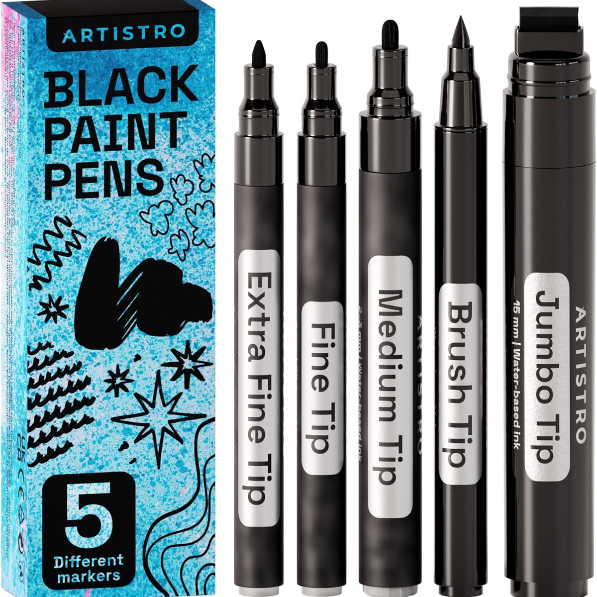 ARTISTRO Black Acrylic Paint Pens, Acrylic Paint Markers Different T