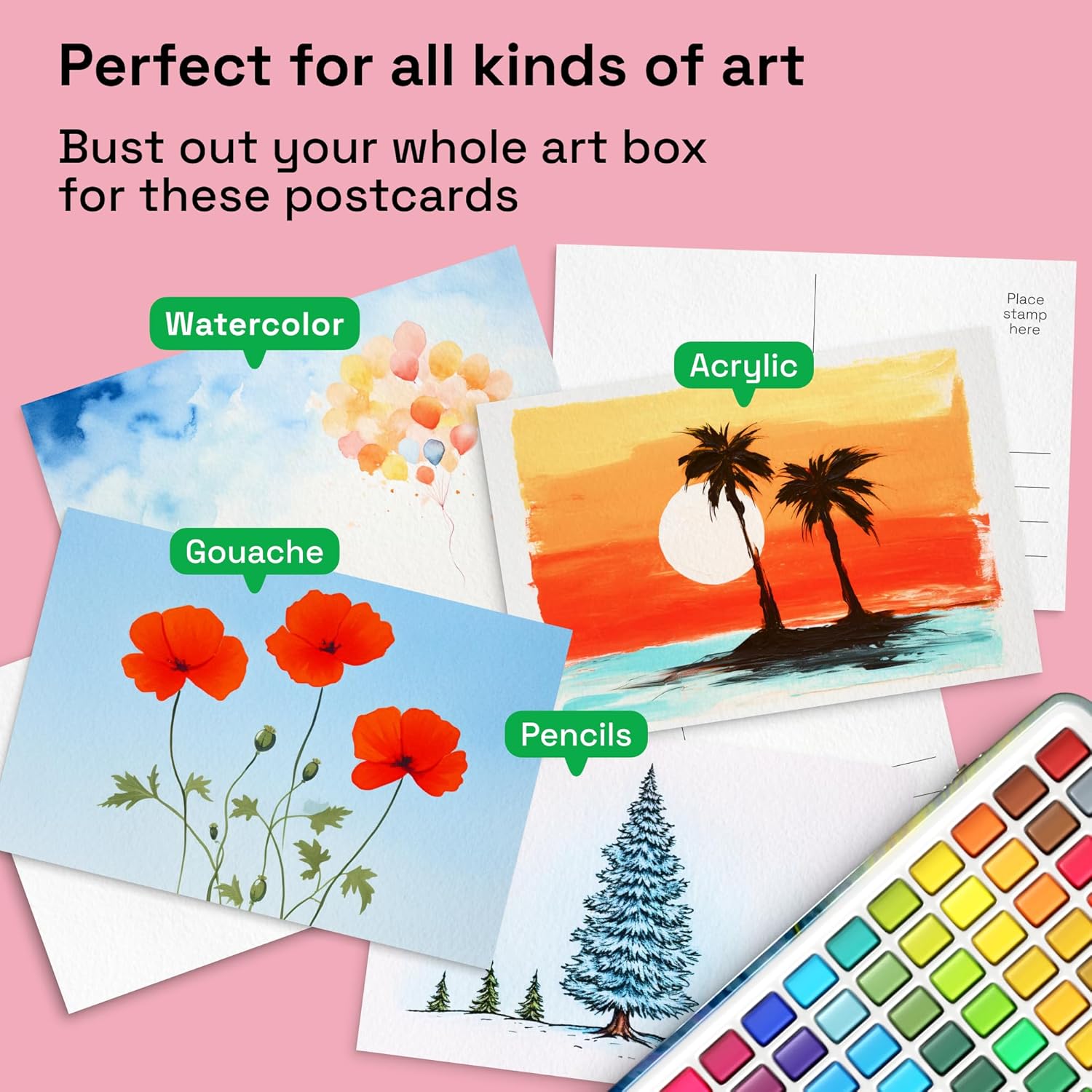 ARTISTRO 30 Watercolor Postcards 4x6 Inches - Heavyweight Paper Cards 140lb (300gsm) - Blank Postcards for Mailing, DIY Thank You Card, Greetings Cards, Christmas, Invitations, Birthday and More