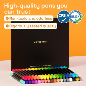 ARTISTRO 36 Acrylic Paint Markers - Paint Pens for Drawing, Brush + Fine Tips - For Fabric, Rock, Glass, Wood, DIY - Art & Craft Supplies for Adults, Teens, Kids - Teacher Appreciation Gift
