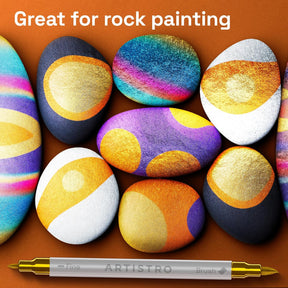 ARTISTRO 36 Metallic Acrylic Paint Markers - Paint Pens for Drawing, Brush + Fine Tips - For Fabric, Rock, Glass, Wood, DIY - Art & Craft Supplies for Adults, Teens, Kids - Teacher Appreciation Gift