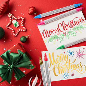 ARTISTRO 24 Pastel Acrylic Paint Markers - Paint Pens Dual Tip Brush + Fine Ideal for Calligraphy - Perfect for Fabric, Rock, Glass, Wood, DIY - Art Supplies, Stocking Stuffers, Christmas Gift Idea