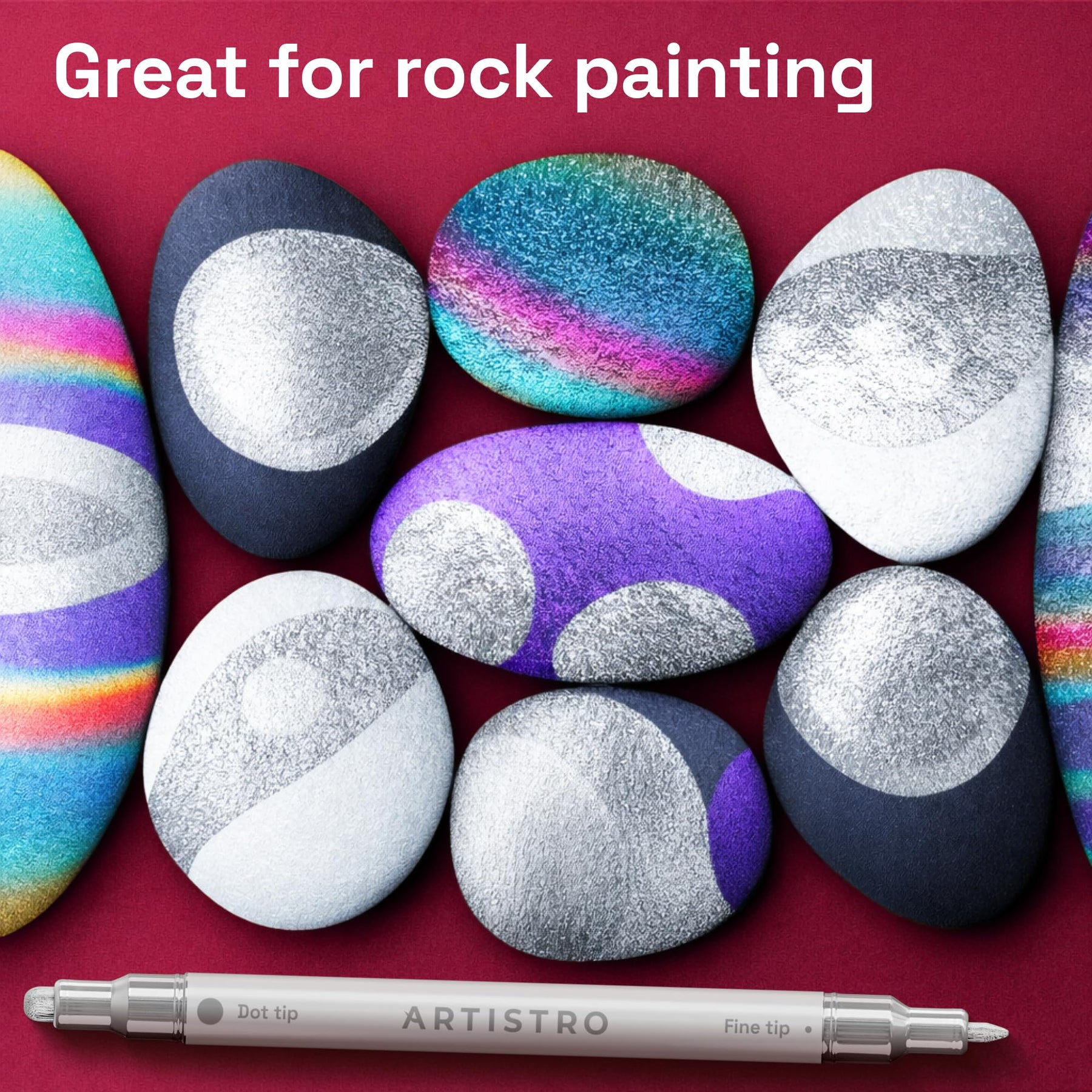 ARTISTRO Silver Dual-Tip Acrylic Paint Marker Pens - Set of 24