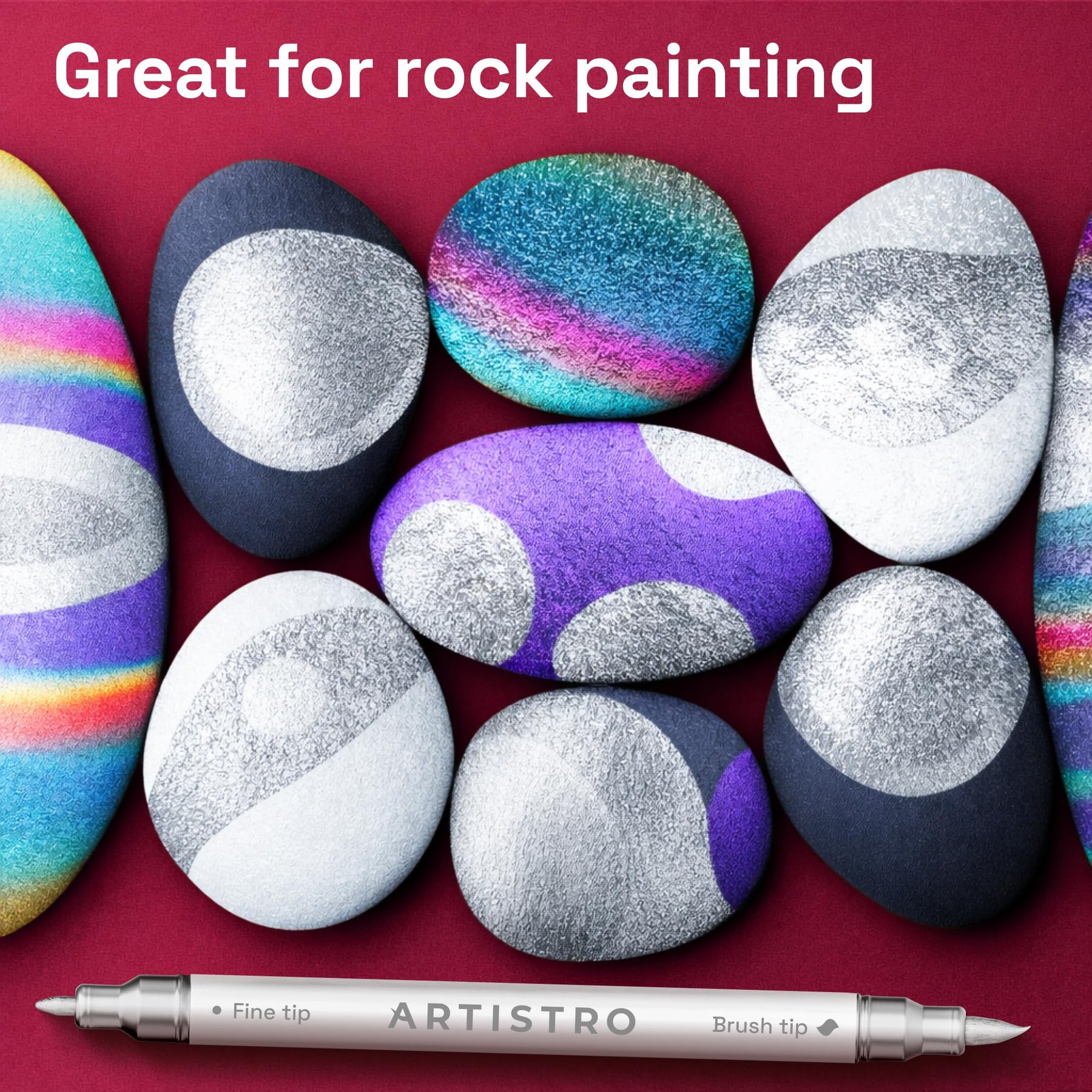 ARTISTRO 36 Silver Dual-Tip Acrylic Paint Marker Pens for Drawing