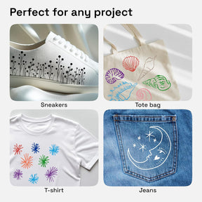 ARTISTRO 12 Fabric Markers - Fine Tip Fabric Markers Permanent for Clothes - No Bleed Pens for T-Shirts, Bags, Textile, Canvas, and more