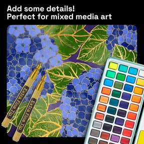 ARTISTRO 5 Gold Paint Pen for Glass Marking, Rock Painting, Ceramic, Wood, Tire, Fabric, Metal, Canvas - Set of 5 Acrylic Paint Markers Water-based - Extra-fine Tip