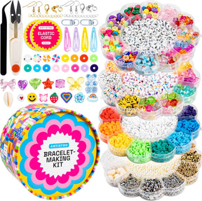 ARTISTRO 10000 pcs Bracelet Making Kit - Friendship Bracelet Kit for Jewelry Making with Clay Beads, Letter Beads, & More - Kandi Bracelet Kit, Bracelet Making Kit for Girls, Boys, Adults, BMK-BS-1