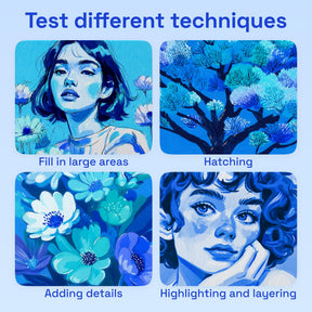ARTISTRO 12 Blue Tones Dual-Tip Acrylic Paint Marker Pens