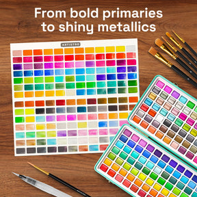 ARTISTRO Watercolor Paint Set with Palette & Brush Pens - 168 Colors