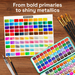 ARTISTRO Watercolor Paint Set with Palette & Brush Pens - 100 Colors