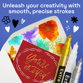 ARTISTRO White, Gold & Silver Acrylic Paint Pens – 0.7mm Extra Fine Tip Paint Pens for Crafts, Greeting Cards, Ornament 