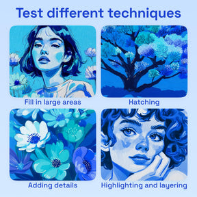 ARTISTRO 5 Blue Tones Dual-Tip Acrylic Paint Marker Pens for Drawing