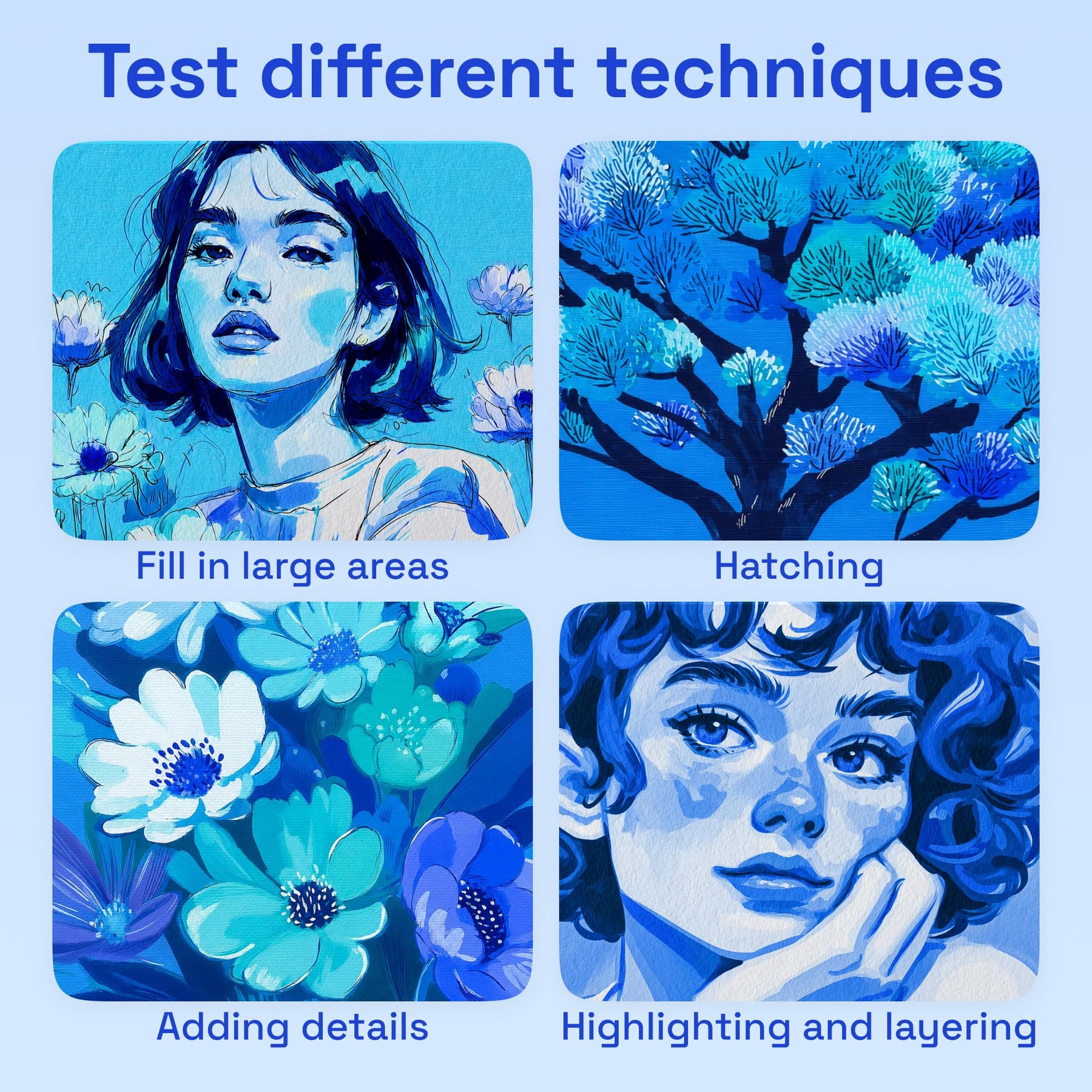 ARTISTRO 24 Blue Tones Dual-Tip Acrylic Paint Marker Pens for Drawing