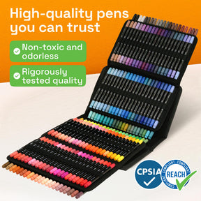 ARTISTRO 168 Acrylic Paint Markers, Dual-Tip Paint Pens, Black Bag