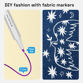 ARTISTRO 12 Fabric Markers - Fine Tip Fabric Markers Permanent for Clothes - No Bleed Pens for T-Shirts, Bags, Textile, Canvas, and more