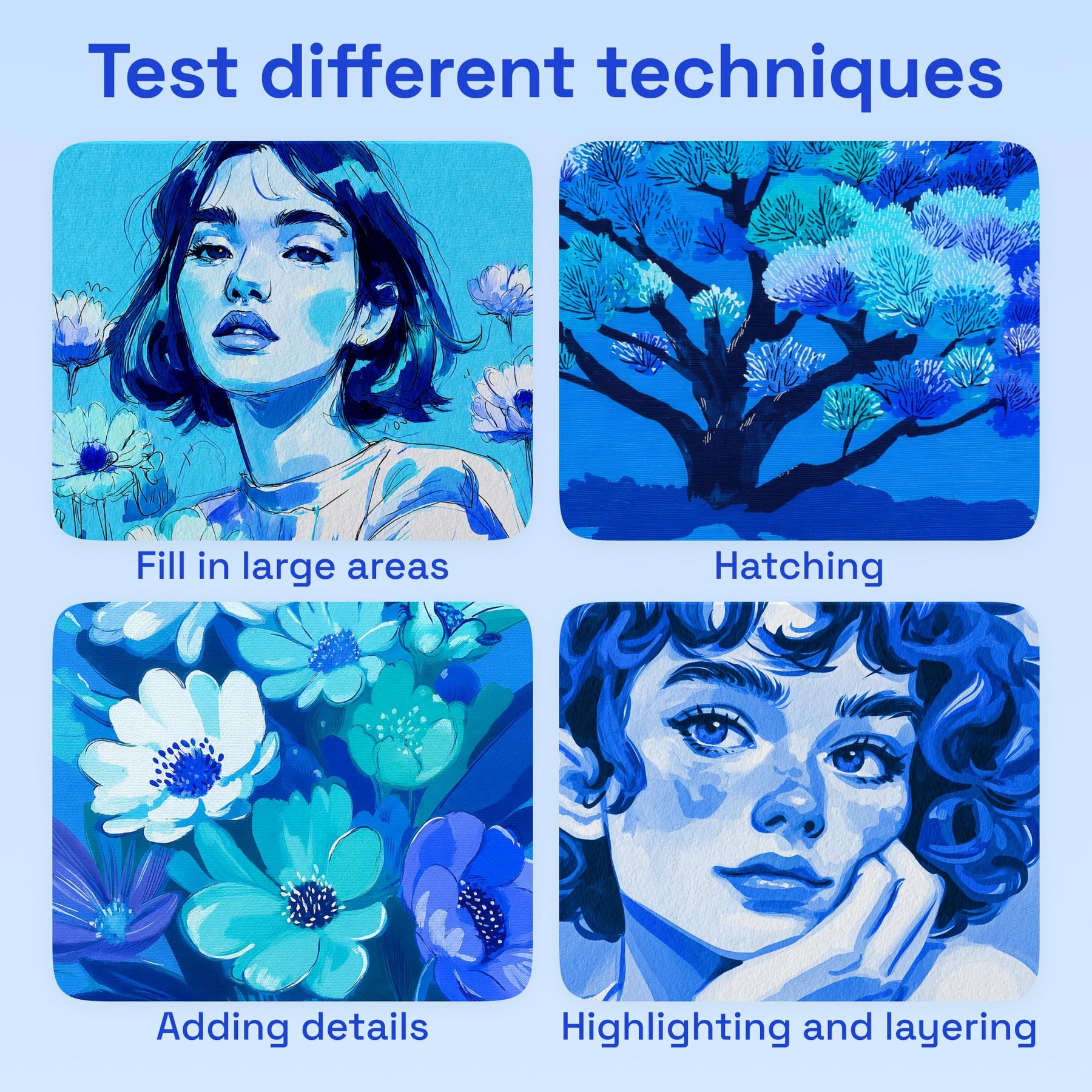 ARTISTRO 5 Blue Tones Dual-Tip Acrylic Paint Marker Pens