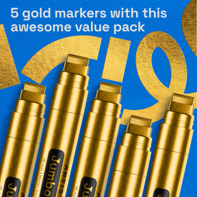 ARTISTRO 5 Gold Paint Pen for Rock, Glass, Ceramic, Wood, Tire, Fabric, Metal, Canvas, Marking, Painting - Set of 5 Acry