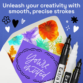 ARTISTRO 6 Black & White Acrylic Paint Pens – 0.7mm Extra-Fine Tip Markers – Paint Pens for Crafts, Rock Painting, Glass