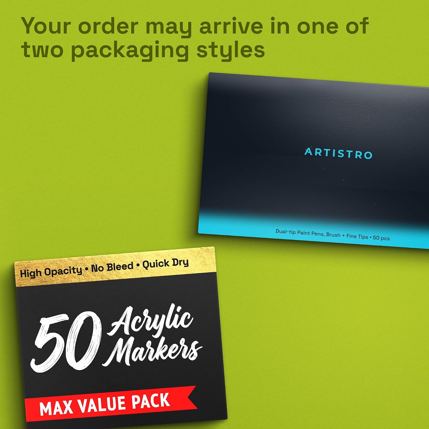 ARTISTRO 50 Acrylic Dual-Tip Glass Marker Pens for Wine Glasses