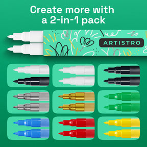 ARTISTRO 2 White Acrylic Paint Markers - 0.7mm Extra Fine-Tip Paint Pens - Perfect for Crafting, Art Projects, & More