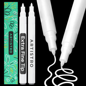 ARTISTRO 2 White Acrylic Paint Markers - 0.7mm Extra Fine-Tip Paint Pens - Perfect for Crafting, Art Projects, & More