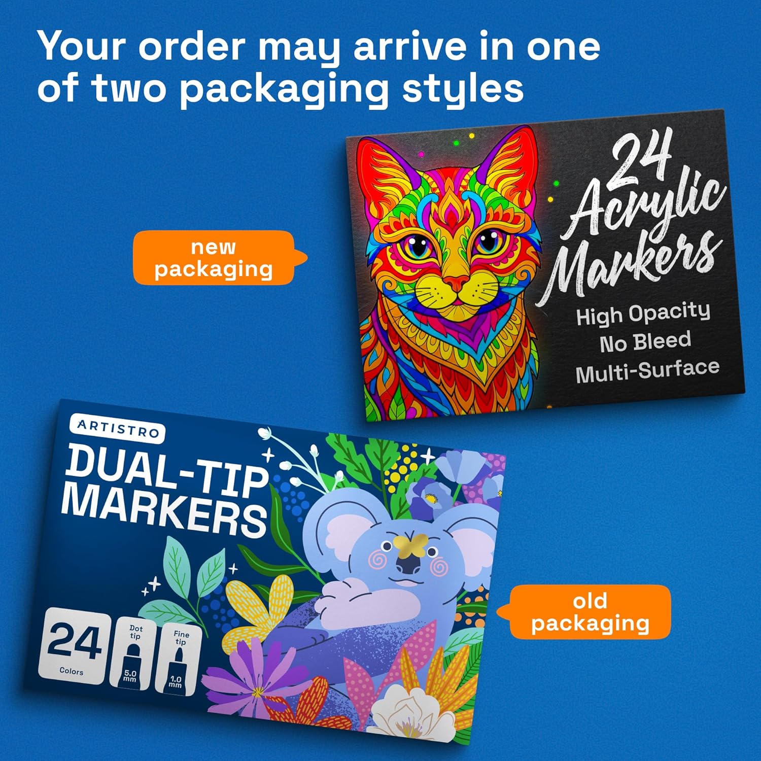 ARTISTRO 24 Precision Dual-Tip Acrylic Paint Markers – Paint Pens Set with Dot & Fine Tips for Fabric, Rock, Glass, Wood, Coloring Books – Classroom & Art Supplies Gift – Teacher Appreciation Gift