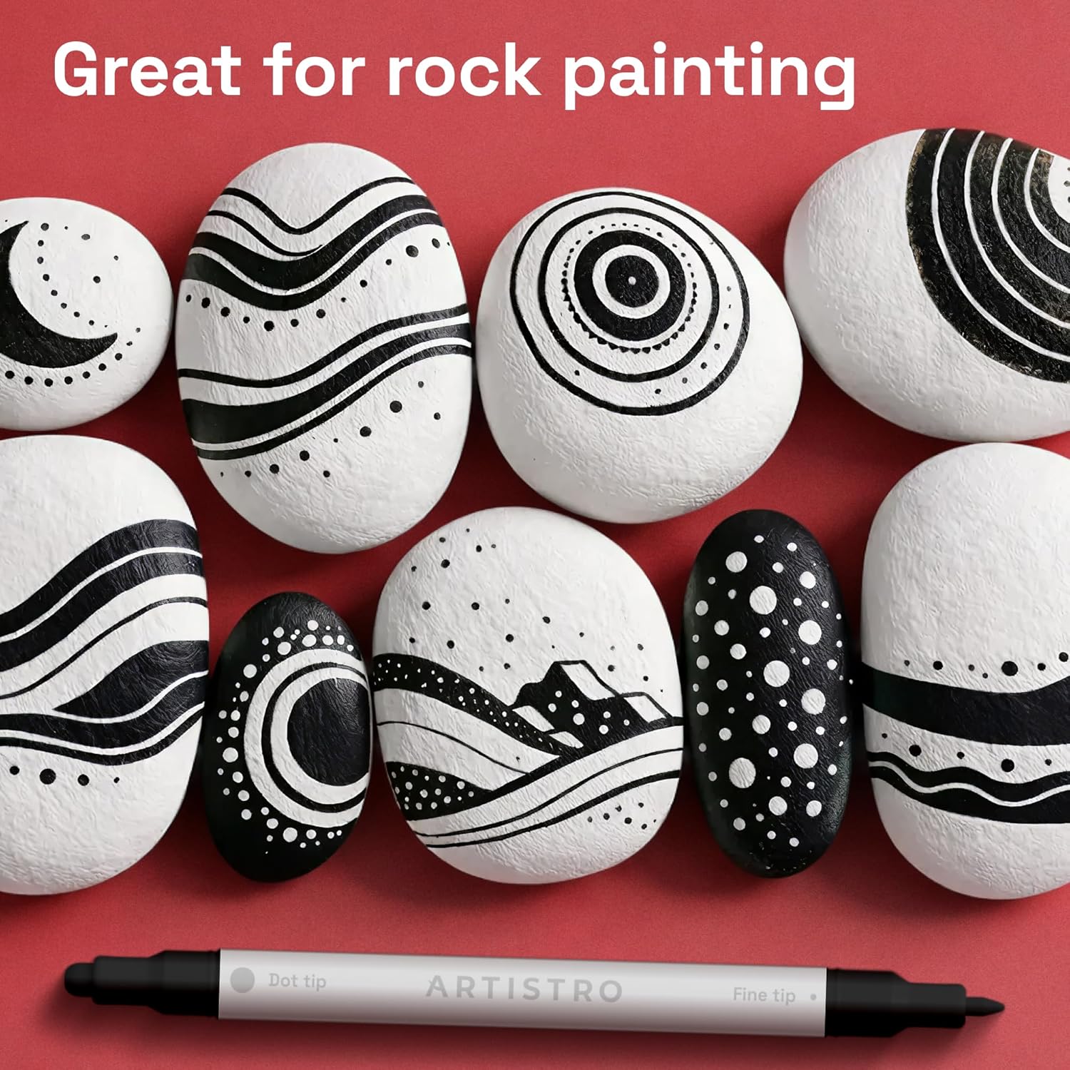 ARTISTRO 5 Precision Dual-Tip Acrylic Paint Markers – Paint Pens Set with Dot & Fine Tips for Fabric, Rock, Glass, Wood, Coloring Books – Classroom & Art Supplies Gift Teacher Appreciation Gift