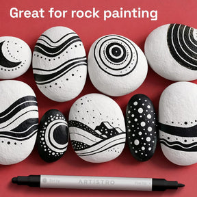 ARTISTRO 5 Precision Dual-Tip Acrylic Paint Markers – Paint Pens Set with Dot & Fine Tips for Fabric, Rock, Glass, Wood, Coloring Books – Classroom & Art Supplies Gift Teacher Appreciation Gift