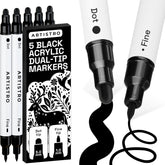 ARTISTRO 5 Precision Dual-Tip Acrylic Paint Markers – Paint Pens Set with Dot & Fine Tips for Fabric, Rock, Glass, Wood, Coloring Books – Classroom & Art Supplies Gift Teacher Appreciation Gift