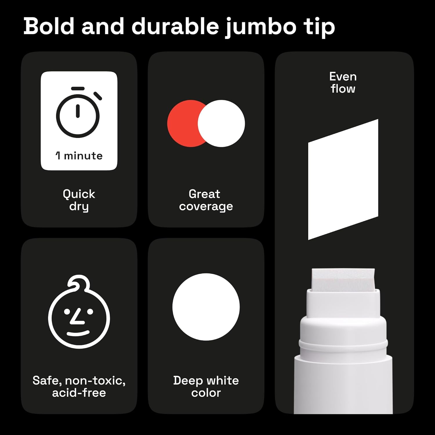ARTISTRO 2 White Acrylic Paint Markers - 15mm Jumbo-Tip Paint Pens - Perfect for Crafting, Art Projects, & More