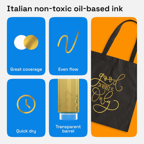 ARTISTRO 2 Gold Permanent Marker - Waterproof Markers for Tire, Fabric, Rocks, Glass, Ceramic, Wood, Paper - Oil Based Paint Pens - Medium Tip 3mm