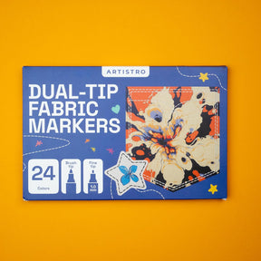 ARTISTRO 24 Dual-Tip Fabric Markers - Fabric Decorating Kit - Permanent for Clothes - No Bleed Pens for T-Shirts, Bags, Textile, Canvas, and More (Brush Tip and Fine Tip)