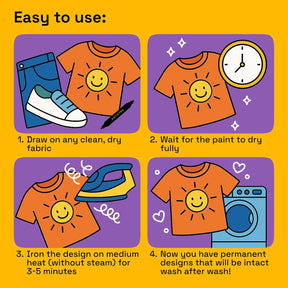 ARTISTRO 2 Black Dual-Tip Fabric Markers - Fabric Decorating Kit - Permanent for Clothes - No Bleed Pens for T-Shirts, Bags, Textile, Canvas, and More (Brush Tip and Fine Tip)