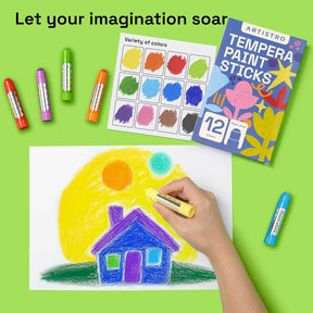 ARTISTRO 100% Washable Tempera Paint Sticks for Kids - 12 Non-toxic Paint Markers for Kids - Color Sticks with Twist Design