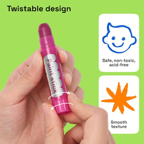 ARTISTRO 100% Washable Tempera Paint Sticks for Kids - 12 Non-toxic Paint Markers for Kids - Color Sticks with Twist Design