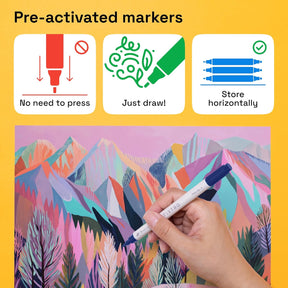 ARTISTRO Dual Tip Acrylic Paint Markers - Easy for All Ages & Levels Acrylic Paint Pens for Fabric, Rocks, Paper, Wood, Canvas, Glass, DIY (Dual Tip Brush + Fine, 72)