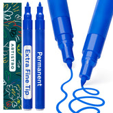 ARTISTRO Blue Permanent Marker - Set of 2 Blue Paint Pen, Oil Based Paint Markers Extra-Fine Tip 0.7mm, Waterproof Quick Dry Marker for Rock Painting, Ceramic, Glass, Wood, Tire, Fabric & More